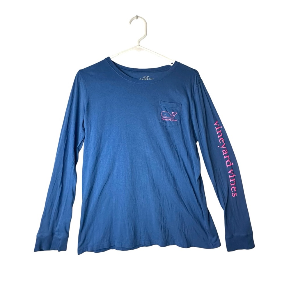 Vineyard Vines Long Sleeve T-Shirt GIRLS Size XL‎ (16) Blue Graphic Logo